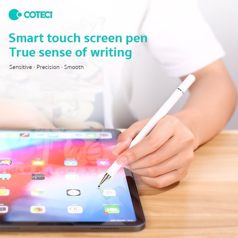 Coteci 62003 Ψηφιακή Γραφίδα Αφής 2In1  Disc Capacitive Pen And Graphene Pencil Συμβατό Με Apple Android Και Tablet  Χρώμα: - Λευκό