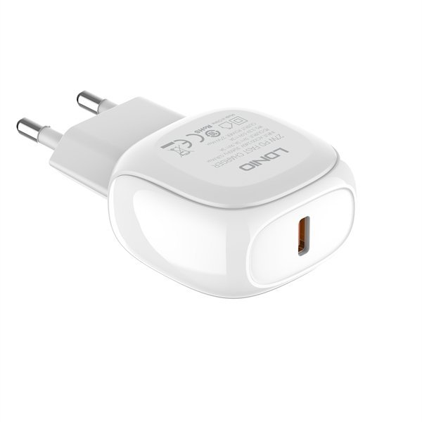 Ldnio A1206C Φορτιστής Με Θύρα Usb-C Και Καλώδιο Usb Type-C Σε Usb Lightning 27W Power Delivery - Λευκό