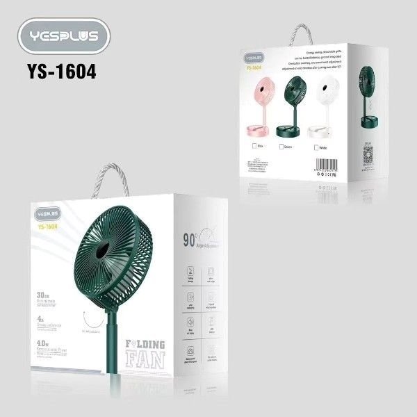 Yesplus Ys-1604 Επαναφορτιζόμενο Ανεμιστηράκι Γραφείο Επιτραπέζια 360 Περιστρεφόμενο Πτυσσόμενο - Ροζ