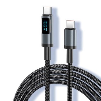 Nine 100W Sparkle digital Καλώδιο φόρτισης δεδομένων USB-C σε USB-C  - Μαύρο