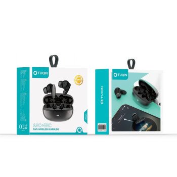 Tuqin QW24 Ασύρματα Ακουστικά με Θήκη Φόρτισης True Wireless Stereo Earbuds - Μαύρο