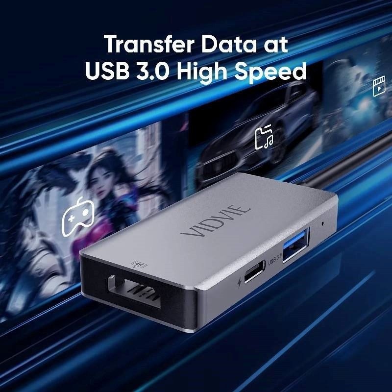 Vidvie 3IN1 USB-C Docking Station με HDMI 4K PD 100W Ασημί (HUB04)