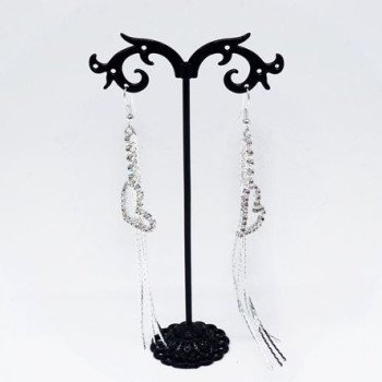 Σκουλαρίκια κρεμαστά με καρδιά από στρας