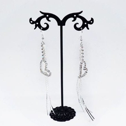 Σκουλαρίκια κρεμαστά με καρδιά από στρας