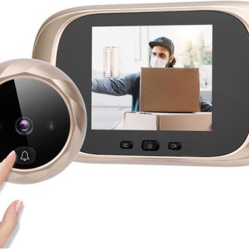 Κρυφή κάμερα πόρτας ευρυγώνια με νυχτερινή όραση- Θυροτηλεόραση διαμερίσματος - κάμερα + μόνιτορ + κουδούνι + αυτόματη φωτογράφιση επισκέπτη OEM