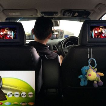 Προσκέφαλα καθίσματος με DVD - Οθόνη TFT 9" HD - Ενσωματωμένα παιχνίδια - Τηλεχειριστήριο - Προστατευτικό κάλυμμα με φερμουάρ (Σετ 2 τεμάχια)