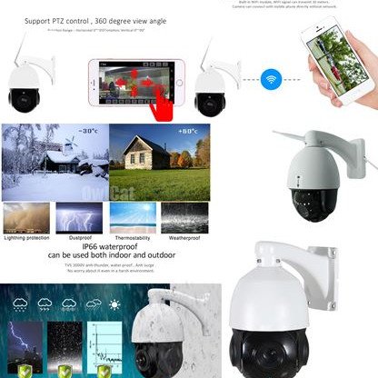 IP - WIFI Ρομποτική HD 1.3MP Κάμερα εξωτερικού χώρου - PTZ Dome με Zoom -Καταγραφή σε SD - Δείτε - Ακούστε - Καταγράψτε LIVE από Κινητό/Υπολογιστή/Tablet + Αποστολή Email όταν ανιχνεύσει κίνηση