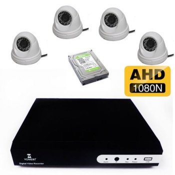 Σετ 4 καμερών dome οροφής AHD 2MP με νυχτερινή λήψη + 4CH καταγραφικο DVR AHD 1080p + Σκληρός δίσκος 500Gb