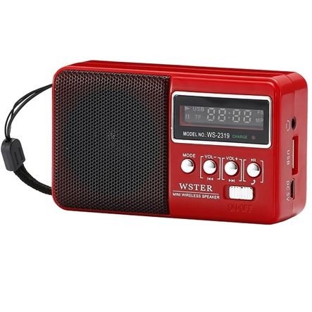 Mini ψηφιακό ραδιόφωνο FM - USB - microSD κάρτα - επαναφορτιζόμενη μπαταρία + Bluetooth