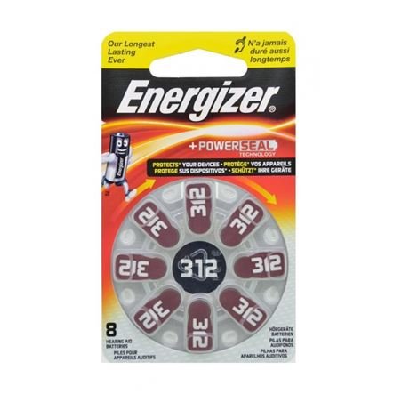 Μπαταρίες Ακουστικών Βαρηκοΐας Energizer Zinc Air 312 1.4V (σετ = 8 τεμάχια)