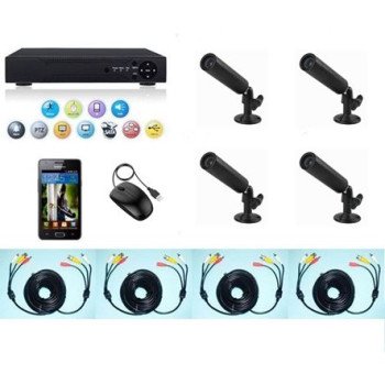 Δικτυακό CLOUD καταγραφικό DVR 4CH με 4 κάμερες ενσύρματες CCD κρυφές κυλινδρικές μεταλλικές ειδικών χρήσεων + 4 καλώδια 10 μέτρα