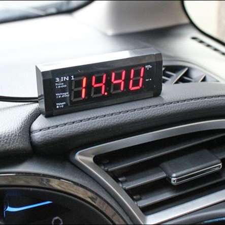 Ψηφιακό ρολόι - Θερμόμετρο - Βολτόμετρο αυτοκινήτου PLUG and PLAY