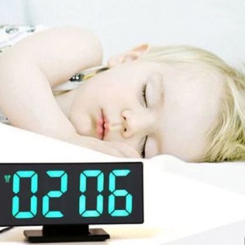 Επιτραπέζιο ρολόι καθρέφτης με οθόνη LED - Θερμόμετρο - Ξυπνητήρι - Ημερολόγιο με μεγάλα πράσινα ψηφία