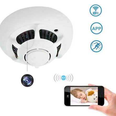 Κρυφή κάμερα IP ανιχνευτής καπνού οροφής WIFI - Λειτουργεί με ρεύμα ή μπαταρία - Καταγραφή σε κάρτα sd - Απομακρυσμένη θέαση από το κινητό σας