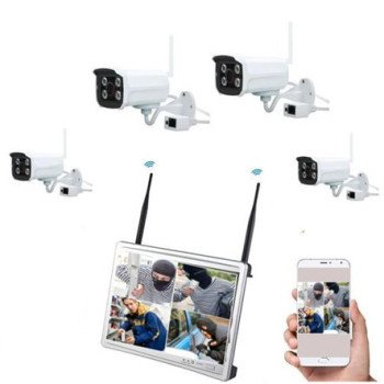 Δικτυακό NVR Wifi ασύρματο σύστημα παρακολούθησης καταγραφικό με MONITOR LED LCD 11'' DVR 4 CH με 4 ασύρματες κάμερες νυχτερινής λήψης
