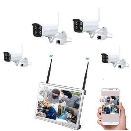 Δικτυακό NVR Wifi ασύρματο σύστημα παρακολούθησης καταγραφικό με MONITOR LED LCD 11'' DVR 4 CH με 4 ασύρματες κάμερες νυχτερινής λήψης
