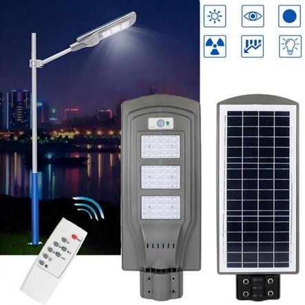 Ηλιακό φωτιστικό 60W εξωτερικού χώρου με ανιχνευτή κίνησης με τηλεχειριστήριο