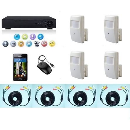 Δικτυακό CLOUD καταγραφικό DVR 4CH με 4 κρυφές κάμερες ραντάρ spy ενσύρματες + 4 καλώδια 10 μέτρα