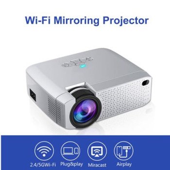 Προτζέκτορας 1600 LUMENS WIFI Mirroring Miracast AirPlay - Home Cinema Projector LED FULL HD Ενσωματωμένα Ηχεία + Ρύθμιση FOCUS + Κλίσης - Διαγώνιος οθόνης  προβολής 90-350cm ανάλογα με την απόσταση