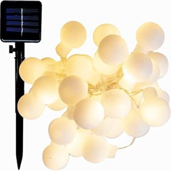 30 ηλιακά χριστουγεννιάτικα λαμπάκια σε σφαιρικό σχήμα LED αδιάβροχα διακοσμητικά για την βεράντα και τον κήπο σας Προσφέρονται  σε 3 αποχρώσεις Λευκό ψυχρό-Ζεστό-Πολύχρωμο