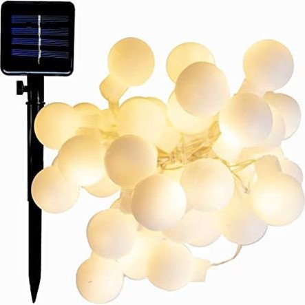 30 ηλιακά χριστουγεννιάτικα λαμπάκια σε σφαιρικό σχήμα LED αδιάβροχα διακοσμητικά για την βεράντα και τον κήπο σας Προσφέρονται  σε 3 αποχρώσεις Λευκό ψυχρό-Ζεστό-Πολύχρωμο