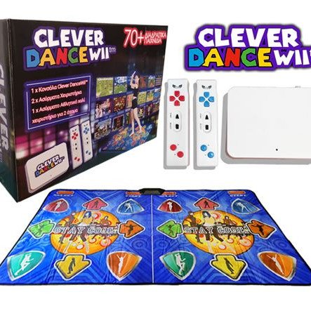 Clever DanceWii™ – Διαδραστική Παιχνιδομηχανή τύπου Wii με 2 χειριστηρια & Αθλητικό Χαλί – Γυμναστείτε, Χορέψτε, Παίξτε Ταυτόχρονα – 70+ Αθλητικά Παιχνίδια - Ελληνικό Μενού