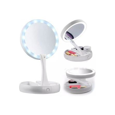 Υπερμεγενθυντικός LED Φωτιζόμενος Καθρέφτης  με θήκες αποθήκευσης καλλυντικών