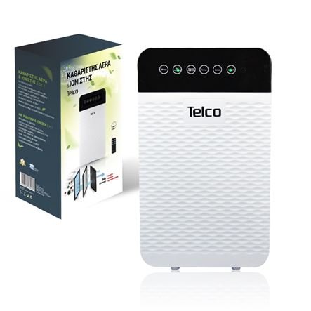 Καθαριστής Αέρα & Ιονιστής Telco – 2 σε 1 με Τηλεχειριστήριο και Πάνελ Αφής – 35 WATT – Κάλυψη έως 50 τ.μ – 3 Προγράμματα λειτουργίας με διαφορετικές ταχύτητες ανεμιστήρα – χρονοδιακόπτης 1 - 8 Ώρες