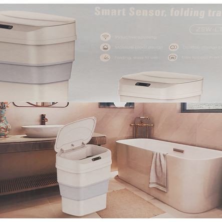 OEM Κάδος απορριμάτων με αυτόματο αισθητήρα 8L - κατασκευασμένος από ανθεκτικό πλαστικό για μακροχρόνια χρήση και με φινίρσμα που αντέχει στις γρατζουνιές - λειτουργεί με μπαταρίες ΑΑ- αναδιπλούμενος