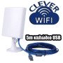 CleverWifi™ – AP – 2.4ghz/150mbps – WLAN – Κεραία WiFi Usb Ενίσχυσης Σήματος – 5 μέτρα καλώδιο – Εσωτερική/ Εξωτερική – 100% Αδιάβροχη – Βάση στήριξης – Plug’n’Play σε Windows 10