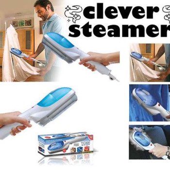 Clever Steamer™ – Φορητό Σίδερο Ατμού – 650w (Tροφοδοσία με ρεύμα) – 100ml χωρητικότητα δοχείου – Ατμός σε 3 λεπτά – 2 διαφορετικές κεφαλές – καλώδιο 2,30 μέτρα – Κύπελλο για γέμισμα του δοχείου