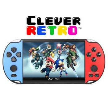 Clever Retro™ – Φορητή κονσόλα παιχνιδιών – 500+ κλασσικά παιχνίδια – Αναπαραγωγή αρχείων βίντεο, μουσικής, φωτογραφίες, Ε – Books – Stereo ηχεία – Οθόνη LCD 4.3″ ίντσες – Εσωτερική μνήμη 8gb