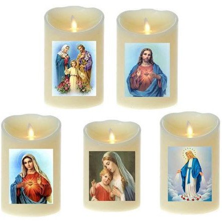 OEM Ηλεκτρονικό Κερί με παλλόμενη φλόγα και θρησκευτικές παραστάσεις