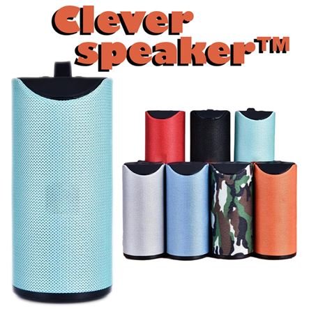 Clever Speaker™ – Φορητό Ηχείο Bluetooth – Bluetooth 4.2 – Θύρα Micro SD – Είσοδος AUX 3.2mm – USB 2.0 – Mπαταρία 1200mah – 10w Iσχύς Ηχείου – 3 ώρες συνεχόμενη αναπαραγωγή – Ενσωματωμένο μικρόφωνο