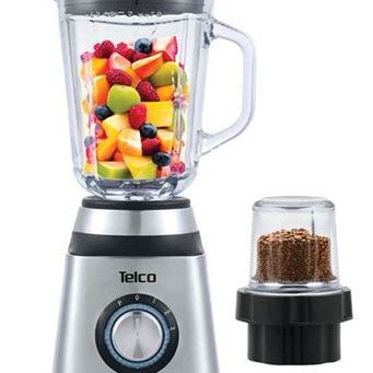 Μπλέντερ 1000W Telco με μύλο αλέσματος γυάλινη κανάτα 1,5 Lt Inox