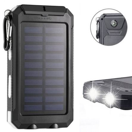 Ηλιακό power bank 20.000mAh με 2 θύρες φόρτισης, φακό και ενσωματωμένη πυξίδα