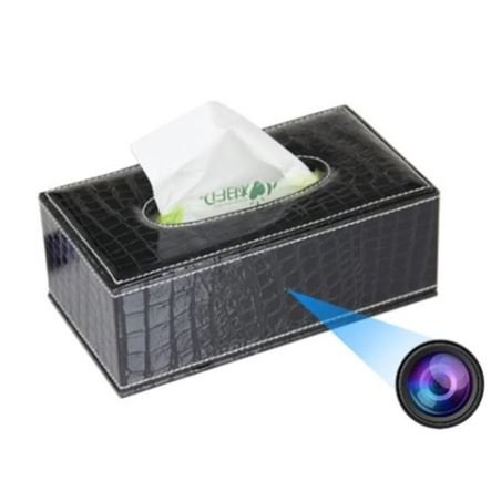 Κρυφή Κάμερα IP Δερμάτινη θήκη για χαρτομάντηλα WiFi με Live Streaming