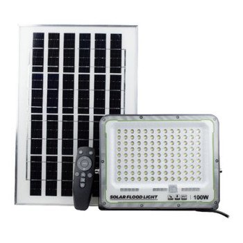 Ηλιακός προβολέας 100 Watt με τηλεχειριστήριο-αισθητήρα φωτός και χρονοδιακόπτη IP67