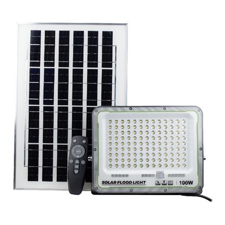 Ηλιακός προβολέας 100 Watt με τηλεχειριστήριο-αισθητήρα φωτός και χρονοδιακόπτη IP67