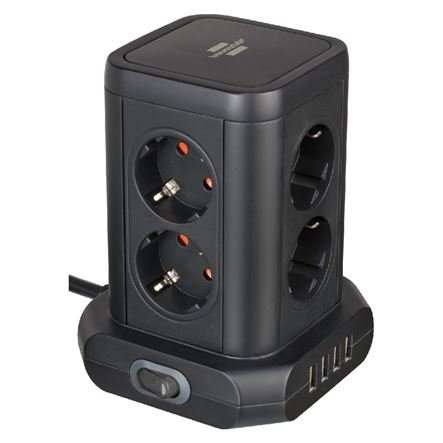Πολύπριζο επιτραπέζιος πύργος 8 θέσεων 4 USB και διακόπτη Brennenstuhl