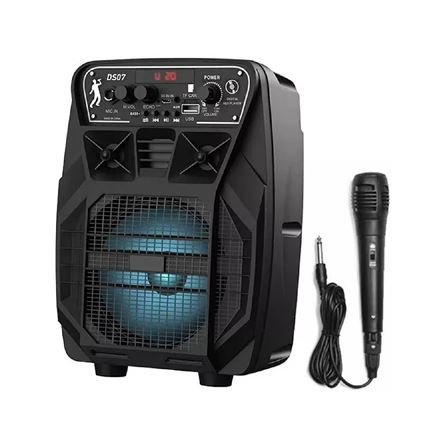 Multimedia Σύστημα Bluetooth V4.2 Karaoke LED - Φορητό Ηχείο με ενσύρματο μικρόφωνο και micro SD