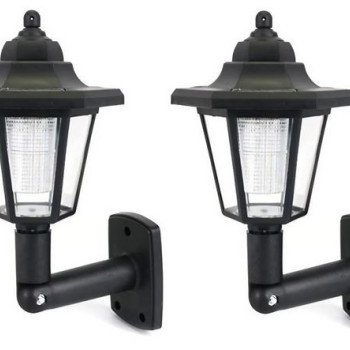 Ηλιακά φωτιστικά φαναράκια κήπου LED επιτοίχια σετ 2 τμχ.