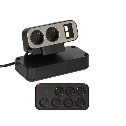 Πολύπριζο προστασίας 1153580110 επιτραπέζιο διπλής όψης 9 θέσεων και 2 υποδοχές Keystone Brennenstuhl