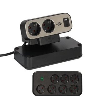 Πολύπριζο προστασίας 1153580210 επιτραπέζιο διπλής όψης 9 θέσεων USB C και USB A Brennenstuhl