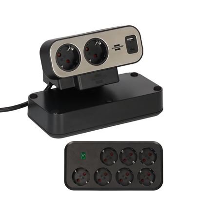 Πολύπριζο προστασίας 1153580210 επιτραπέζιο διπλής όψης 9 θέσεων USB C και USB A Brennenstuhl