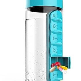 Μπουκάλι νερού με κύπελο και Organizer θήκη φαρμάκων εβδομαδιαίας - Ημερήσιας ταξινόμησης