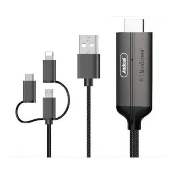 Καλώδιο HDMI σε micro-type C-lighting 2μ. για σύνδεση κινητού ή tablet με την τηλεόραση HD