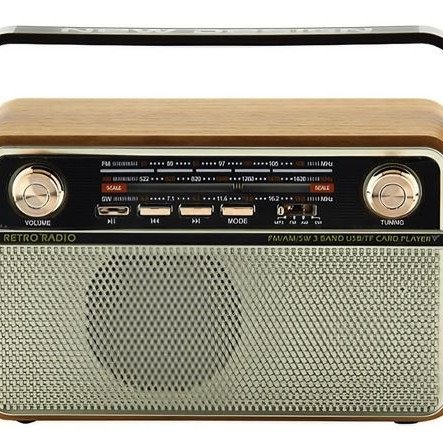Ραδιόφωνο επαναφορτιζόμενο ρετρό με υποδοχή USB/microSD & Bluetooth/Mp3 Player
