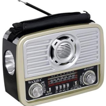 Ραδιόφωνο επαναφορτιζόμενο ρετρό με φακό και υποδοχή USB/microSD & Bluetooth/Mp3 Player