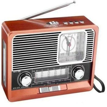 Ραδιόφωνο ρετρό με αναλογικό ρολόι και φακό επαναφορτιζόμενο με υποδοχή USB/SD-Mp3 Player